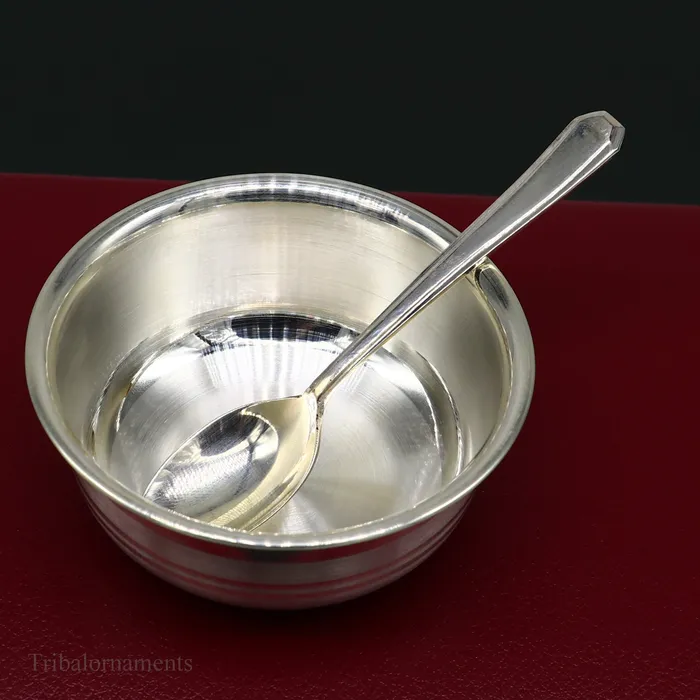 999 fine solid silver handmade small bowl for baby serving pure silver vessel silver utensils home kitchen accessories puja bowl sv223 TRIBAL ORNAMENTS Necklaces
