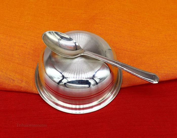 999 fine solid silver handmade small bowl for baby serving pure silver vessel silver utensils home kitchen accessories puja bowl sv223 TRIBAL ORNAMENTS Necklaces