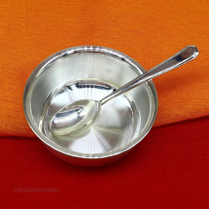 999 fine solid silver handmade small bowl for baby serving pure silver vessel silver utensils home kitchen accessories puja bowl sv223 TRIBAL ORNAMENTS Necklaces