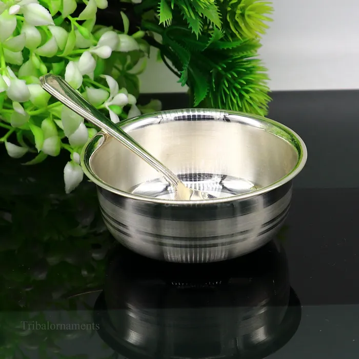 999 fine solid silver handmade small bowl for baby serving pure silver vessel silver utensils home kitchen accessories puja bowl sv223 TRIBAL ORNAMENTS Necklaces