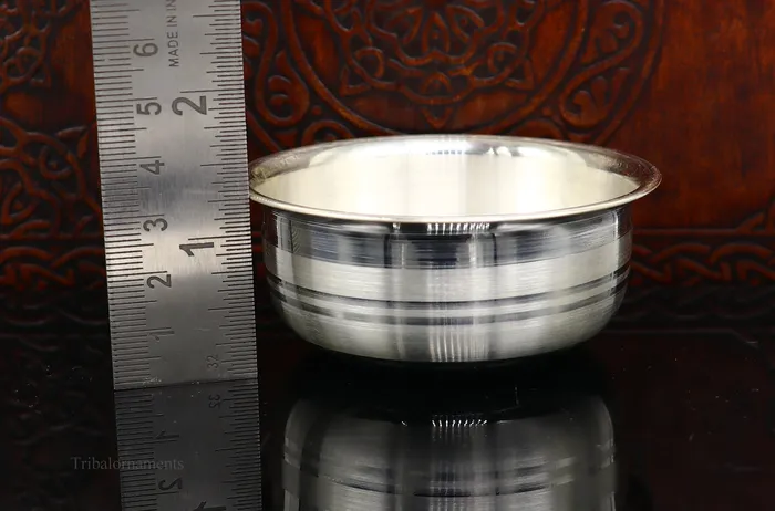 999 fine solid silver handmade small bowl for baby serving pure silver vessel silver utensils home kitchen accessories puja bowl sv223 TRIBAL ORNAMENTS Necklaces