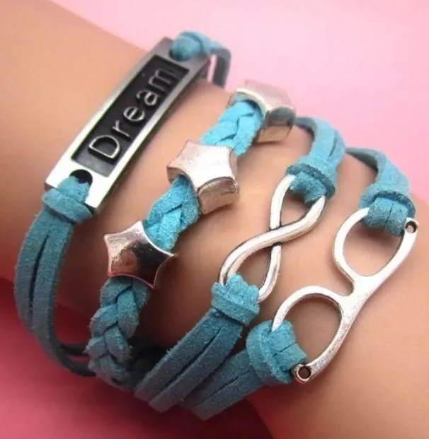 alice Bracelets AZ1513 Light Blue Dream Star Sunglass Infinity Layer Leather Bracelet alice Bracelets AZ1513 Light Blue Dream Star Sunglass Infinity Layer Leather Bracelet