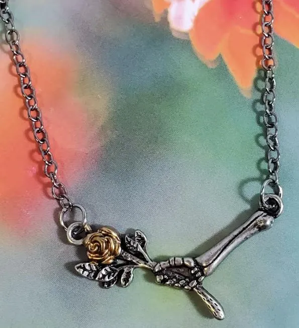alice Necklaces AZ120 Gun Metal Love Never Dies Rose Necklace with FREE EARRINGS alice Necklaces AZ120 Gun Metal Love Never Dies Rose Necklace with FREE EARRINGS