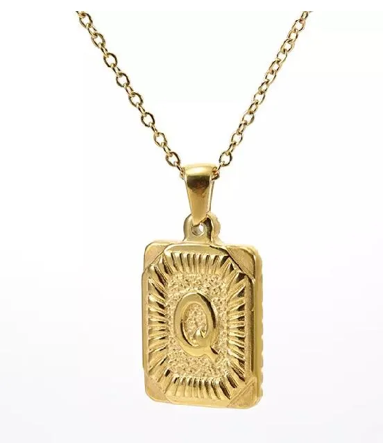 alice Necklaces AZ863 Gold Letter Q Necklace with FREE EARRINGS