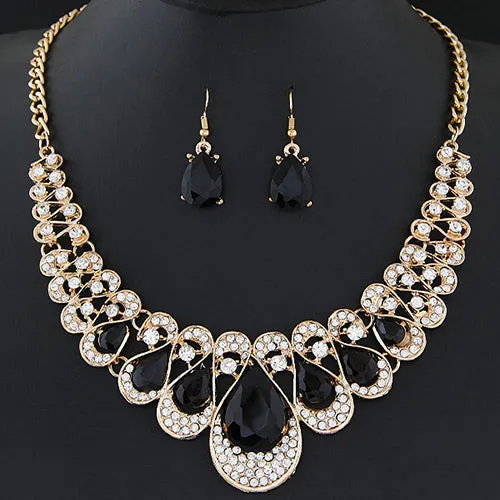 Alice Necklaces N27 Black Water drop Design Crystal Necklace with FREE Earrings Alice Necklaces N27 Black Water drop Design Crystal Necklace with FREE Earrings