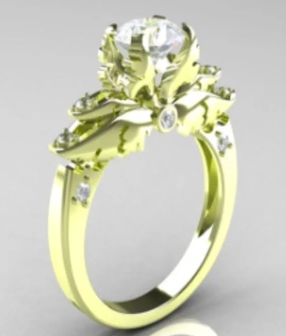 alice R601 Gold Tiered Rhinestone Ring Rings