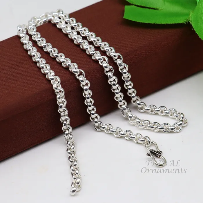 All sizes 925 Sterling silver handmade fabulous cable link rolo chain unisex necklace or anklet or belly chain jewelry from india ch199 TRIBAL ORNAMENTS Necklaces All sizes 925 Sterling silver handmade fabulous cable link rolo chain unisex necklace or anklet or belly chain jewelry from india ch199 TRIBAL ORNAMENTS Necklaces