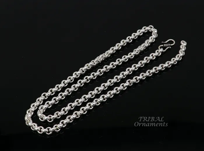 All sizes 925 Sterling silver handmade fabulous cable link rolo chain unisex necklace or anklet or belly chain jewelry from india ch199 TRIBAL ORNAMENTS Necklaces All sizes 925 Sterling silver handmade fabulous cable link rolo chain unisex necklace or anklet or belly chain jewelry from india ch199 TRIBAL ORNAMENTS Necklaces