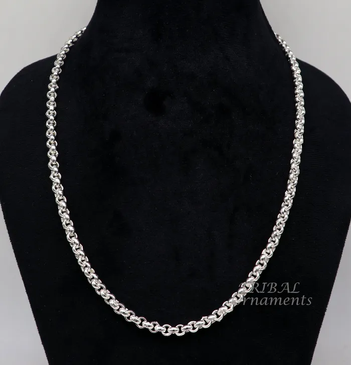 All sizes 925 Sterling silver handmade fabulous cable link rolo chain unisex necklace or anklet or belly chain jewelry from india ch199 TRIBAL ORNAMENTS Necklaces All sizes 925 Sterling silver handmade fabulous cable link rolo chain unisex necklace or anklet or belly chain jewelry from india ch199 TRIBAL ORNAMENTS Necklaces