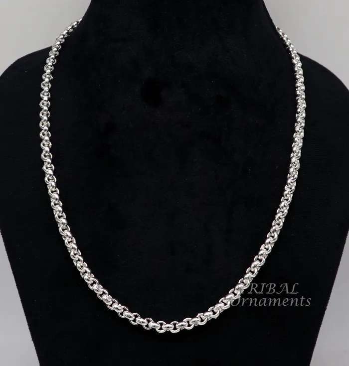 All sizes 925 Sterling silver handmade fabulous cable link rolo chain unisex necklace or anklet or belly chain jewelry from india ch199 TRIBAL ORNAMENTS Necklaces All sizes 925 Sterling silver handmade fabulous cable link rolo chain unisex necklace or anklet or belly chain jewelry from india ch199 TRIBAL ORNAMENTS Necklaces
