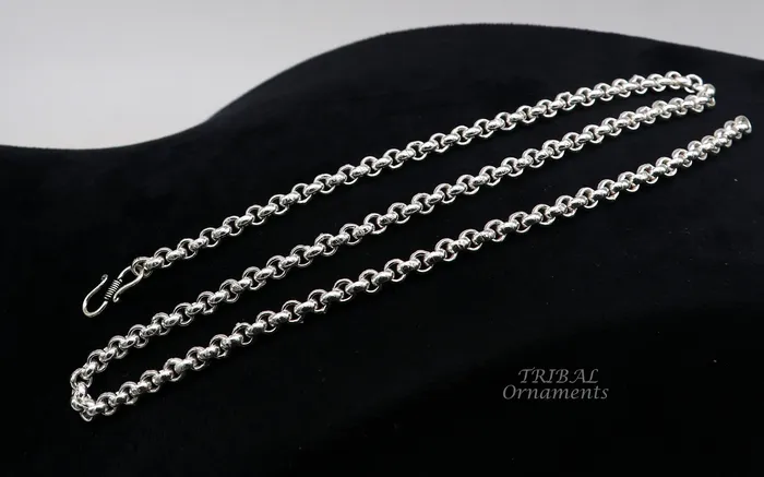 All sizes 925 Sterling silver handmade fabulous cable link rolo chain unisex necklace or anklet or belly chain jewelry from india ch199 TRIBAL ORNAMENTS Necklaces All sizes 925 Sterling silver handmade fabulous cable link rolo chain unisex necklace or anklet or belly chain jewelry from india ch199 TRIBAL ORNAMENTS Necklaces
