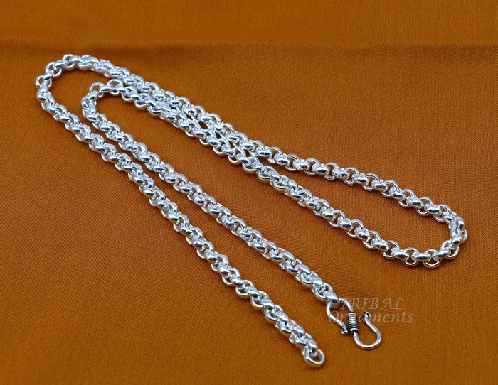 All sizes 925 Sterling silver handmade fabulous cable link rolo chain unisex necklace or anklet or belly chain jewelry from india ch199 TRIBAL ORNAMENTS Necklaces All sizes 925 Sterling silver handmade fabulous cable link rolo chain unisex necklace or anklet or belly chain jewelry from india ch199 TRIBAL ORNAMENTS Necklaces