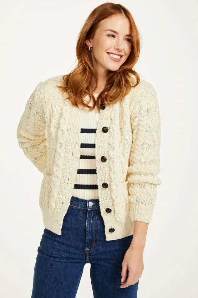 Aran Woollen Mills Ladies Aran Lumber Cardigan Earrings