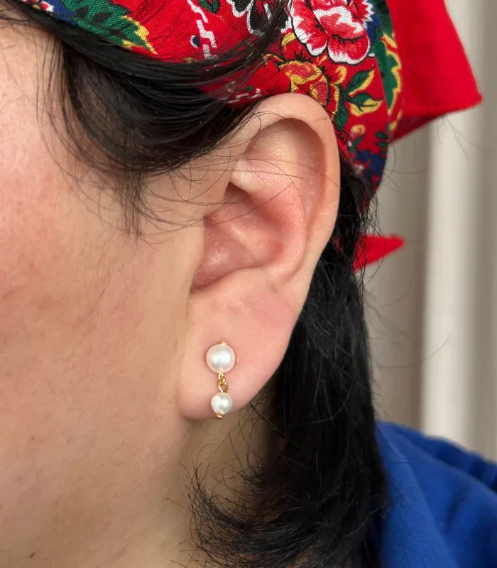 Arete Earrings Laya Dainty Pearl Drop Earrings