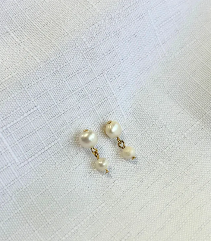 Arete Earrings Laya Dainty Pearl Drop Earrings