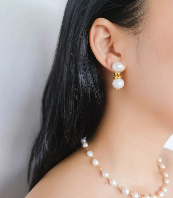 Arete Earrings Raindrop Lluvia Pearl Stud Earrings