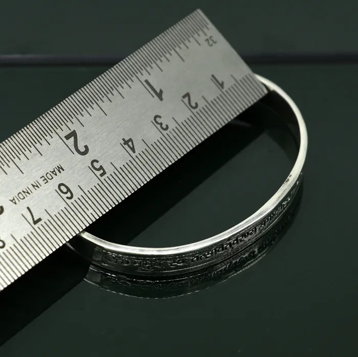 Authentic 925 sterling silver customized Gayatri Mantra design cuff kada bracelet easy to adjust with your wrist unisex jewelry cuff45 TRIBAL ORNAMENTS Bracelets