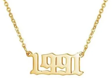AZ1394 Gold Year 1991 Necklace with FREE EARRINGS alice Necklaces
