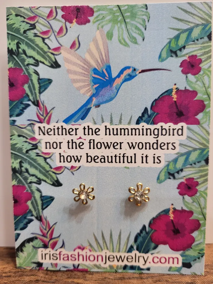 AZ1640 The Hummingbird The Flower Earrings polly Earrings