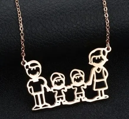AZ438 Rose Gold 2 Boys Family Necklace with FREE EARRINGS alice Necklaces