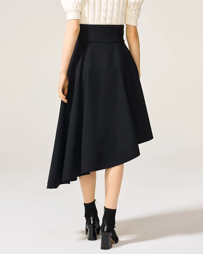 Black Wool Coating Harness Skirt ADEAM Rings