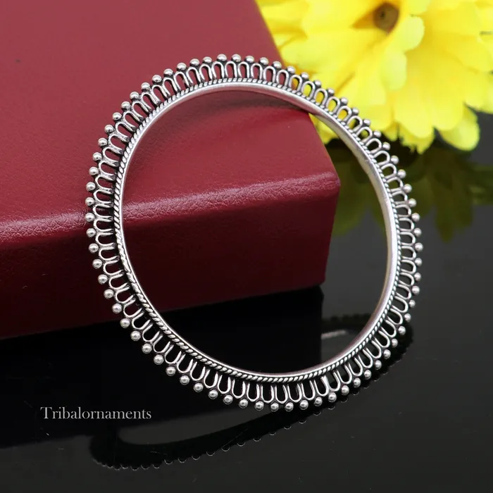 Bracelets 925 sterling silver handmade gorgeous bangle bracelet with tiny silver beads gorgeous charm bracelet kada for women ethnic jewelry nba202 TRIBAL ORNAMENTS Bracelets 925 sterling silver handmade gorgeous bangle bracelet with tiny silver beads gorgeous charm bracelet kada for women ethnic jewelry nba202 TRIBAL ORNAMENTS