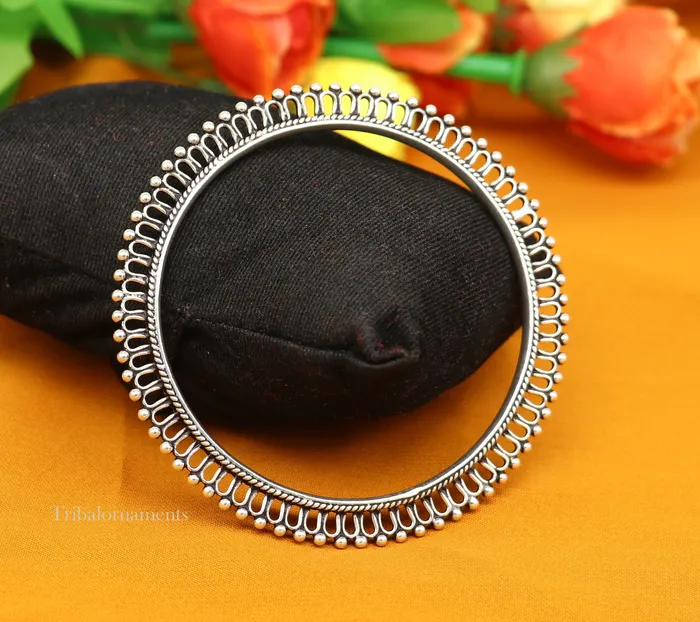 Bracelets 925 sterling silver handmade gorgeous bangle bracelet with tiny silver beads gorgeous charm bracelet kada for women ethnic jewelry nba202 TRIBAL ORNAMENTS
