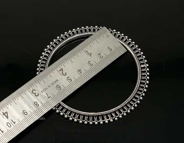 Bracelets 925 sterling silver handmade gorgeous bangle bracelet with tiny silver beads gorgeous charm bracelet kada for women ethnic jewelry nba202 TRIBAL ORNAMENTS
