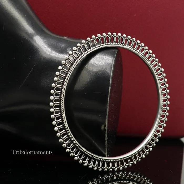 Bracelets 925 sterling silver handmade gorgeous bangle bracelet with tiny silver beads gorgeous charm bracelet kada for women ethnic jewelry nba202 TRIBAL ORNAMENTS