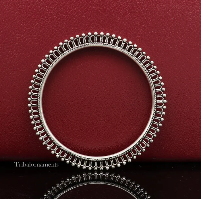 Bracelets 925 sterling silver handmade gorgeous bangle bracelet with tiny silver beads gorgeous charm bracelet kada for women ethnic jewelry nba202 TRIBAL ORNAMENTS