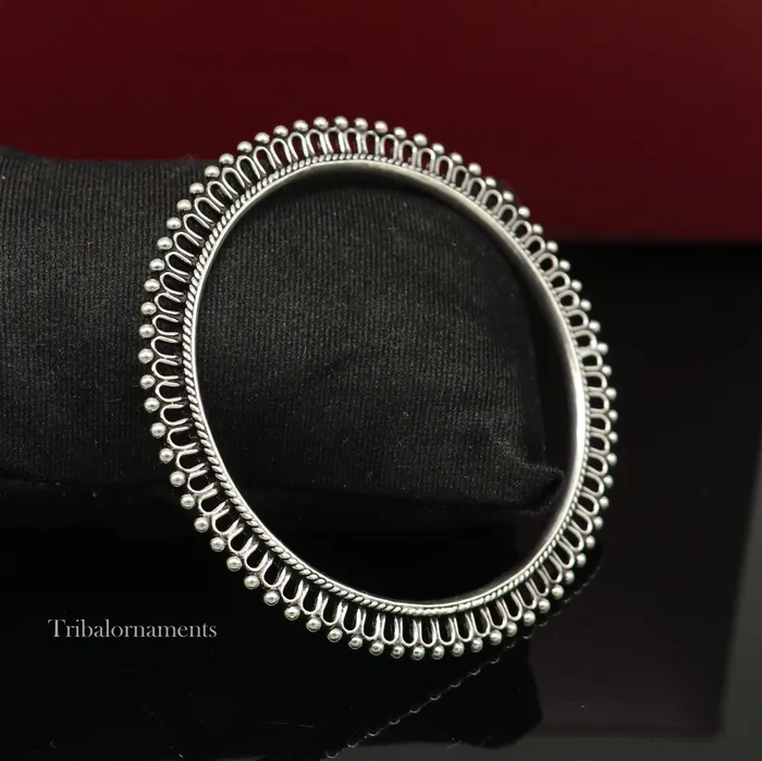 Bracelets 925 sterling silver handmade gorgeous bangle bracelet with tiny silver beads gorgeous charm bracelet kada for women ethnic jewelry nba202 TRIBAL ORNAMENTS