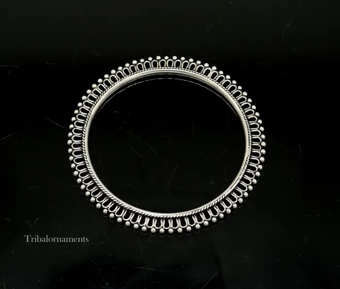 Bracelets 925 sterling silver handmade gorgeous bangle bracelet with tiny silver beads gorgeous charm bracelet kada for women ethnic jewelry nba202 TRIBAL ORNAMENTS