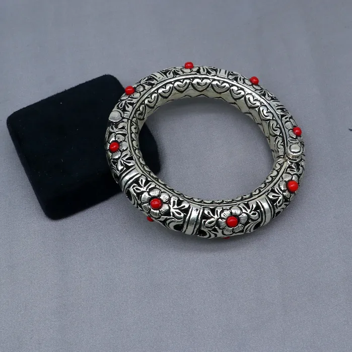 Bracelets 925 sterling silver handmade flower work vintage chitai work design bangle bracelet kada unisex customized personalized jewelry nsk849 TRIBAL ORNAMENTS
