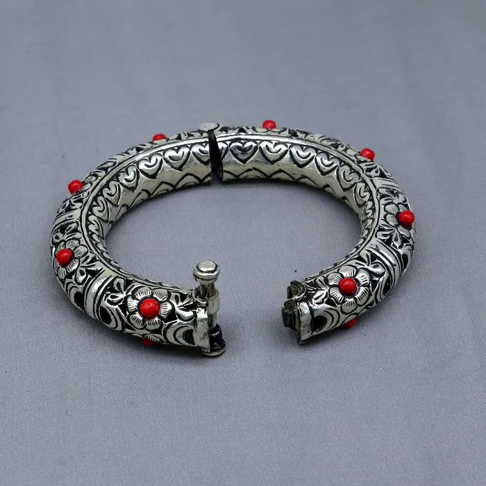 Bracelets 925 sterling silver handmade flower work vintage chitai work design bangle bracelet kada unisex customized personalized jewelry nsk849 TRIBAL ORNAMENTS