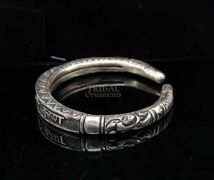 Bracelets 925 Sterling silver handmade trendy jai shree Krishna lord krishna mantra bracelet kada best divine unisex tribal gifting jewelry nsk651 TRIBAL ORNAMENTS