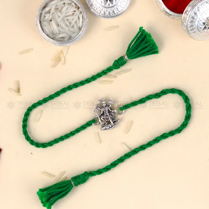 Bracelets 925 Sterling silver Lord kali maa with shiv ji design pendant Rakhi bracelet Rakshabandhan festival rk367 TRIBAL ORNAMENTS