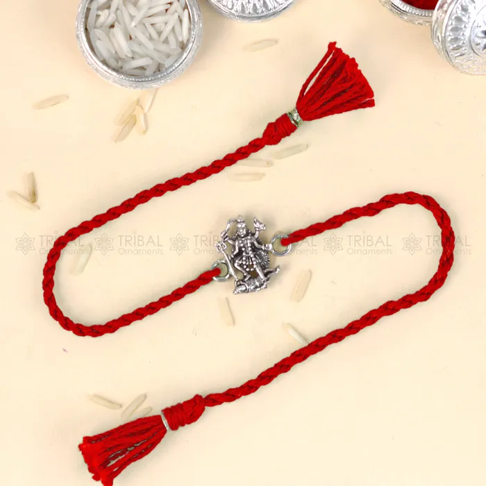 Bracelets 925 Sterling silver Lord kali maa with shiv ji design pendant Rakhi bracelet Rakshabandhan festival rk367 TRIBAL ORNAMENTS
