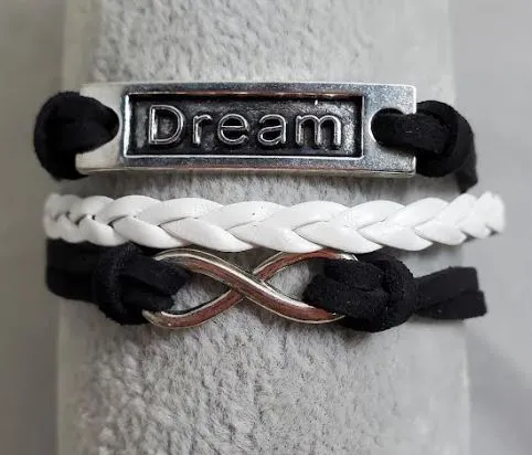 Bracelets alice AZ1461 Black White Dream Infinity Layer Leather Bracelet
