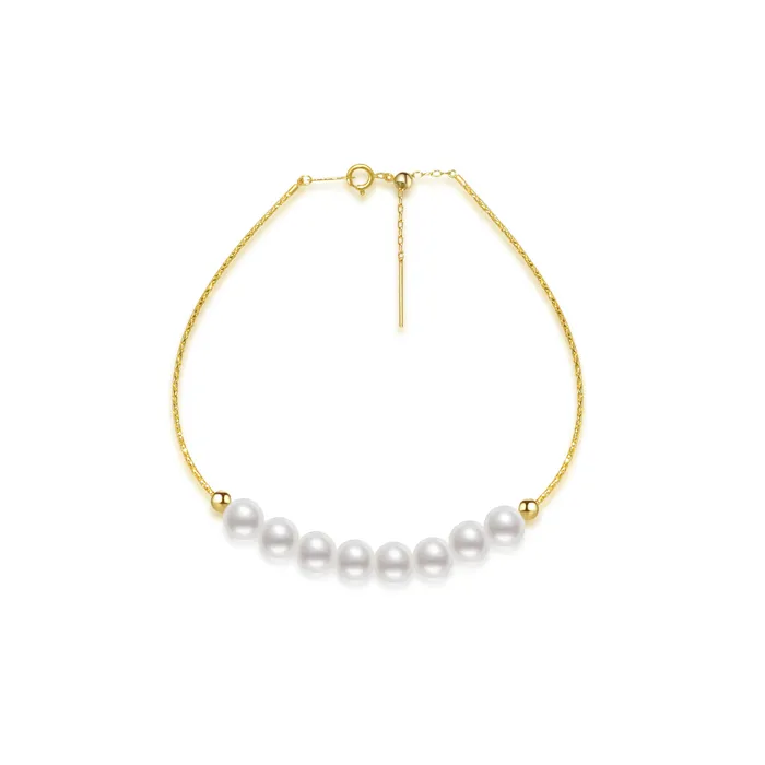 Bracelets Elegant 18K Gold Akoya Pearl Bracelet KB00009 Pearly Lustre