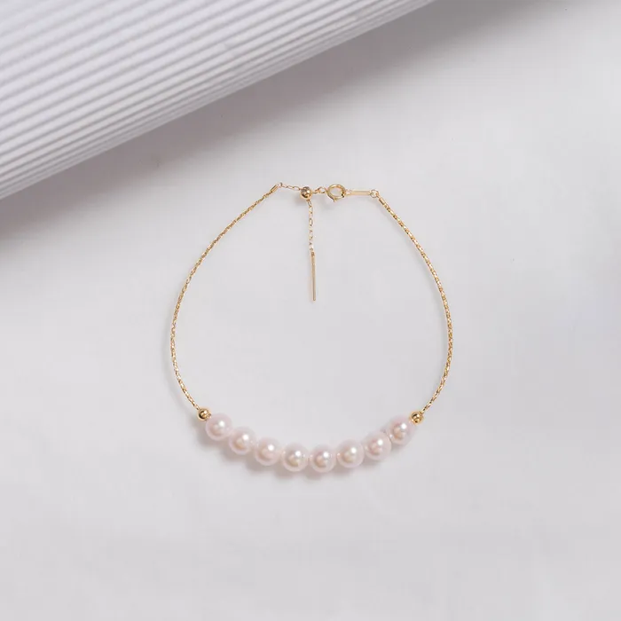 Bracelets Elegant 18K Gold Akoya Pearl Bracelet KB00009 Pearly Lustre