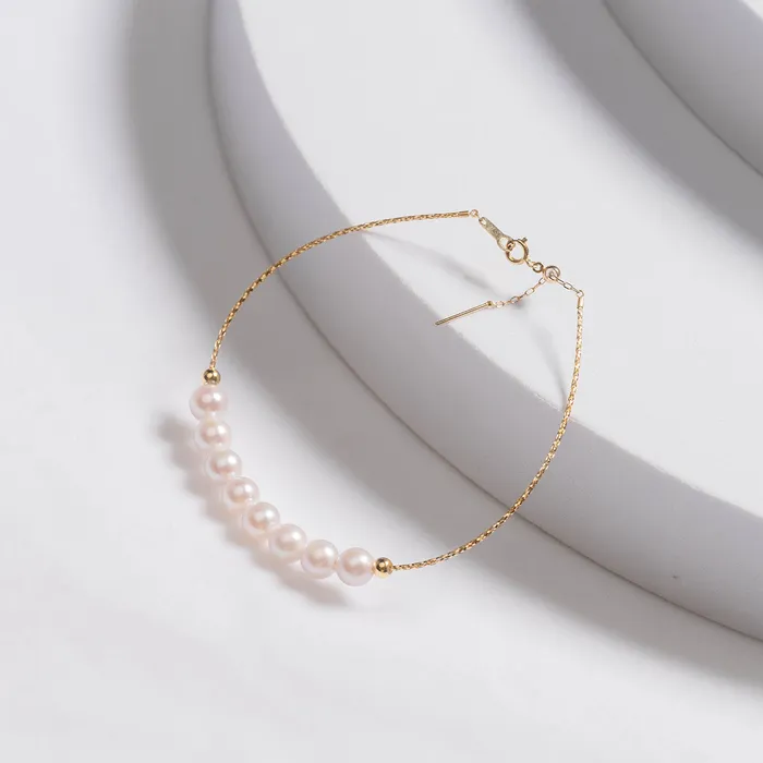 Bracelets Elegant 18K Gold Akoya Pearl Bracelet KB00009 Pearly Lustre