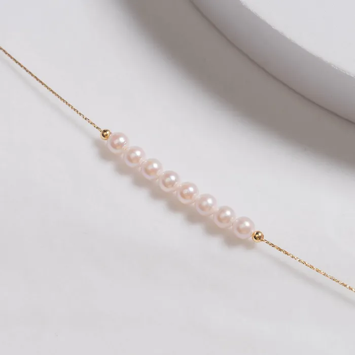 Bracelets Elegant 18K Gold Akoya Pearl Bracelet KB00009 Pearly Lustre