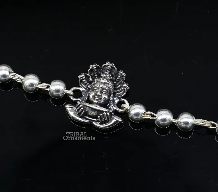 Bracelets Lord Shiva and Sheshnag 925 Sterling silver Rakhi bracelet silver beads best gift for your brothers for special gifting rk230 TRIBAL ORNAMENTS