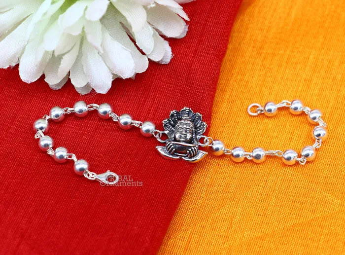 Bracelets Lord Shiva and Sheshnag 925 Sterling silver Rakhi bracelet silver beads best gift for your brothers for special gifting rk230 TRIBAL ORNAMENTS