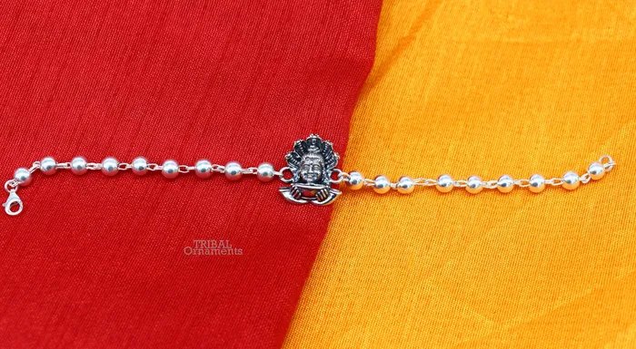 Bracelets Lord Shiva and Sheshnag 925 Sterling silver Rakhi bracelet silver beads best gift for your brothers for special gifting rk230 TRIBAL ORNAMENTS