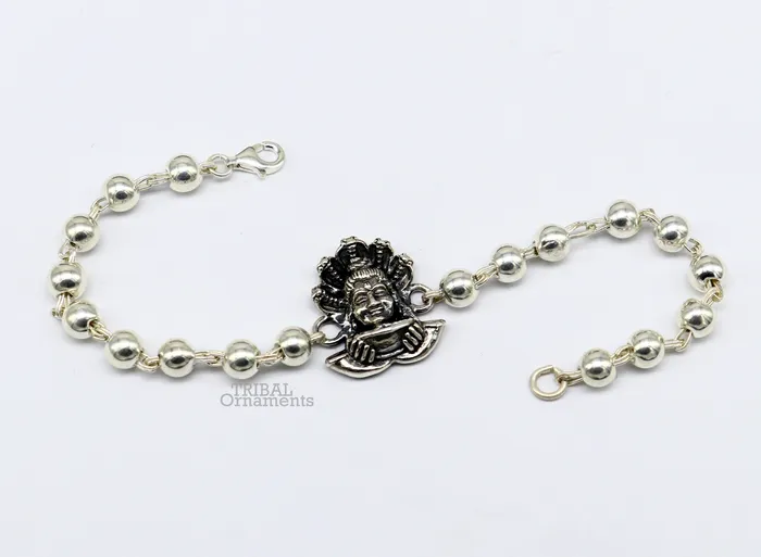 Bracelets Lord Shiva and Sheshnag 925 Sterling silver Rakhi bracelet silver beads best gift for your brothers for special gifting rk230 TRIBAL ORNAMENTS