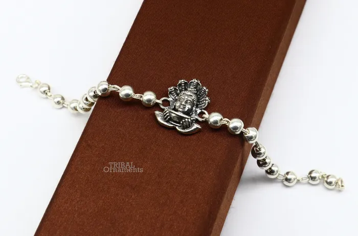 Bracelets Lord Shiva and Sheshnag 925 Sterling silver Rakhi bracelet silver beads best gift for your brothers for special gifting rk230 TRIBAL ORNAMENTS