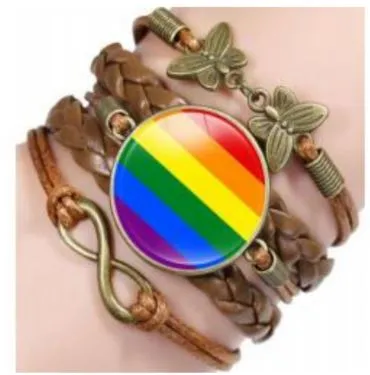 Bracelets POLLY B1002 Rainbow Butterfly Infinity Leather Layered Bracelet