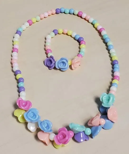 Bracelets POLLY L146 Colorful Flower Cluster Necklace Bracelet Set