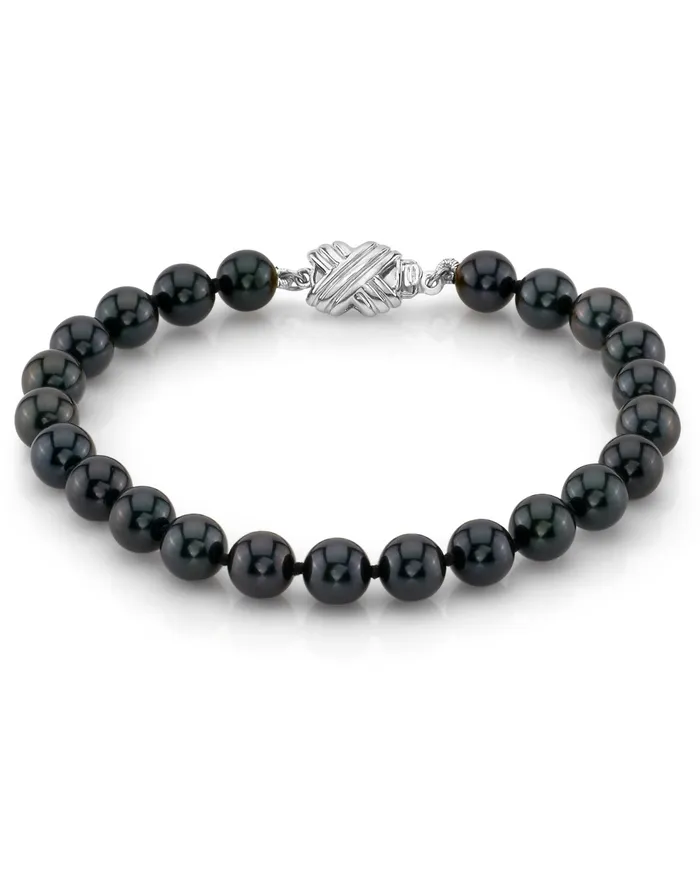 Bracelets spt Black Akoya Pearl Bracelet 6065mm Choose Your Quality